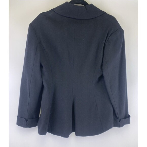 BOGO Broadway Vintage Collection Black Wool Blazer Three Button High Low Women M - Picture 6 of 12